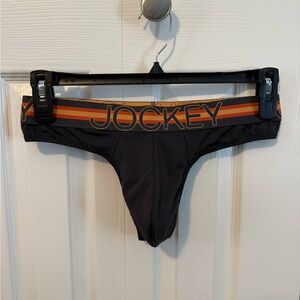 Jockey Men's Black Thong with Orange Accents
